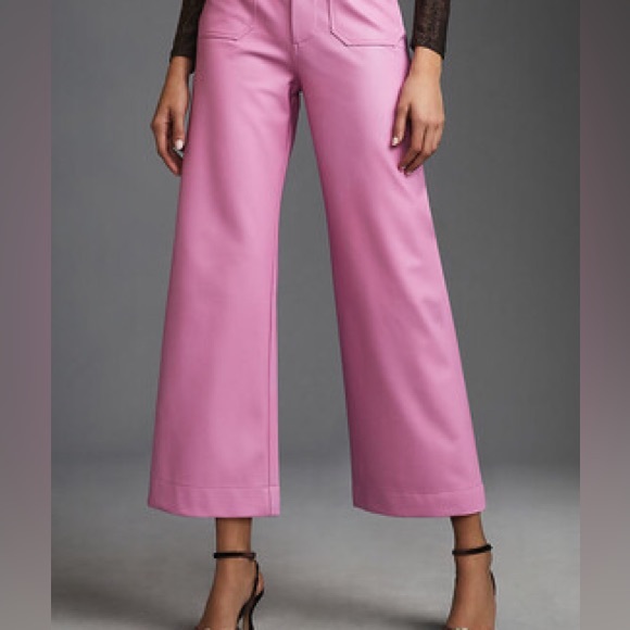 BCBGMaxAzria Pants - BCBGMAXAZRIA Leather Barbie pink shimmer cropped wide pants from Nordstroms